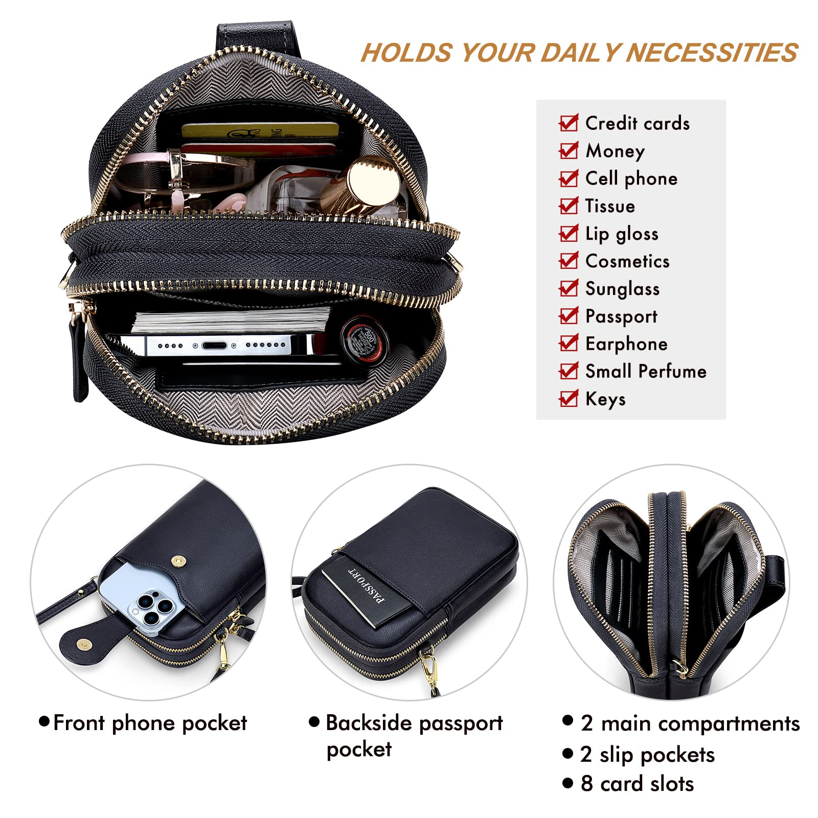 Lightweight Small Crossbody Bag for Women - Mini RFID Shoulder Purse with Zip Wallet & Phone Pocket | Perfect for Travel, Shopping & Everyday Use