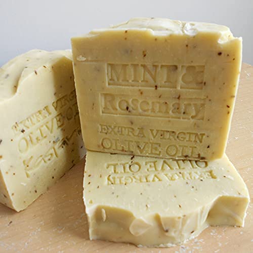 Organic Unfiltered Extra Virgin Greek Olive Oil Soap with Mint & Rosemary - Natural Handmade Bar Soap for Sensitive Skin, Face & Body Wash - Perfect for Spa, Bath & Gift Giving