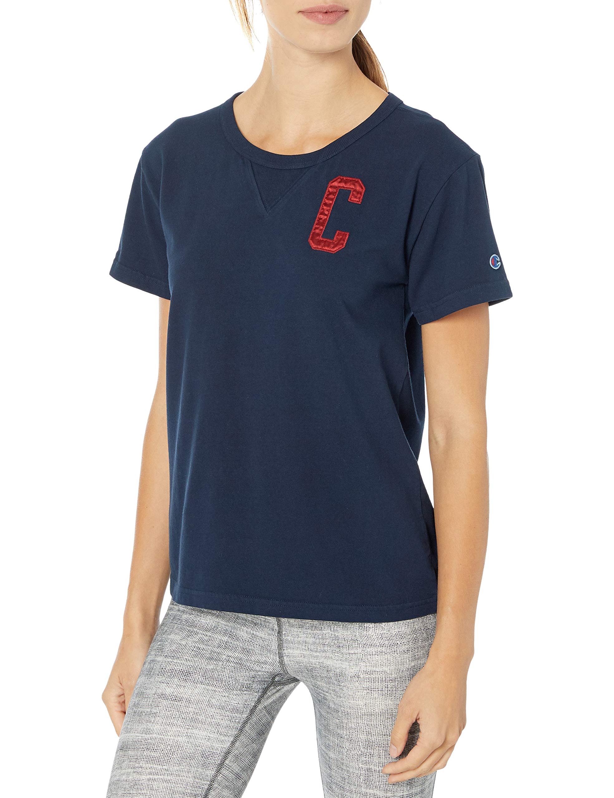 Champion Women's Vintage Wash T-Shirt - Satin Block C Logo - Soft Cotton Tee for Casual Wear, Gym & Everyday Outfits