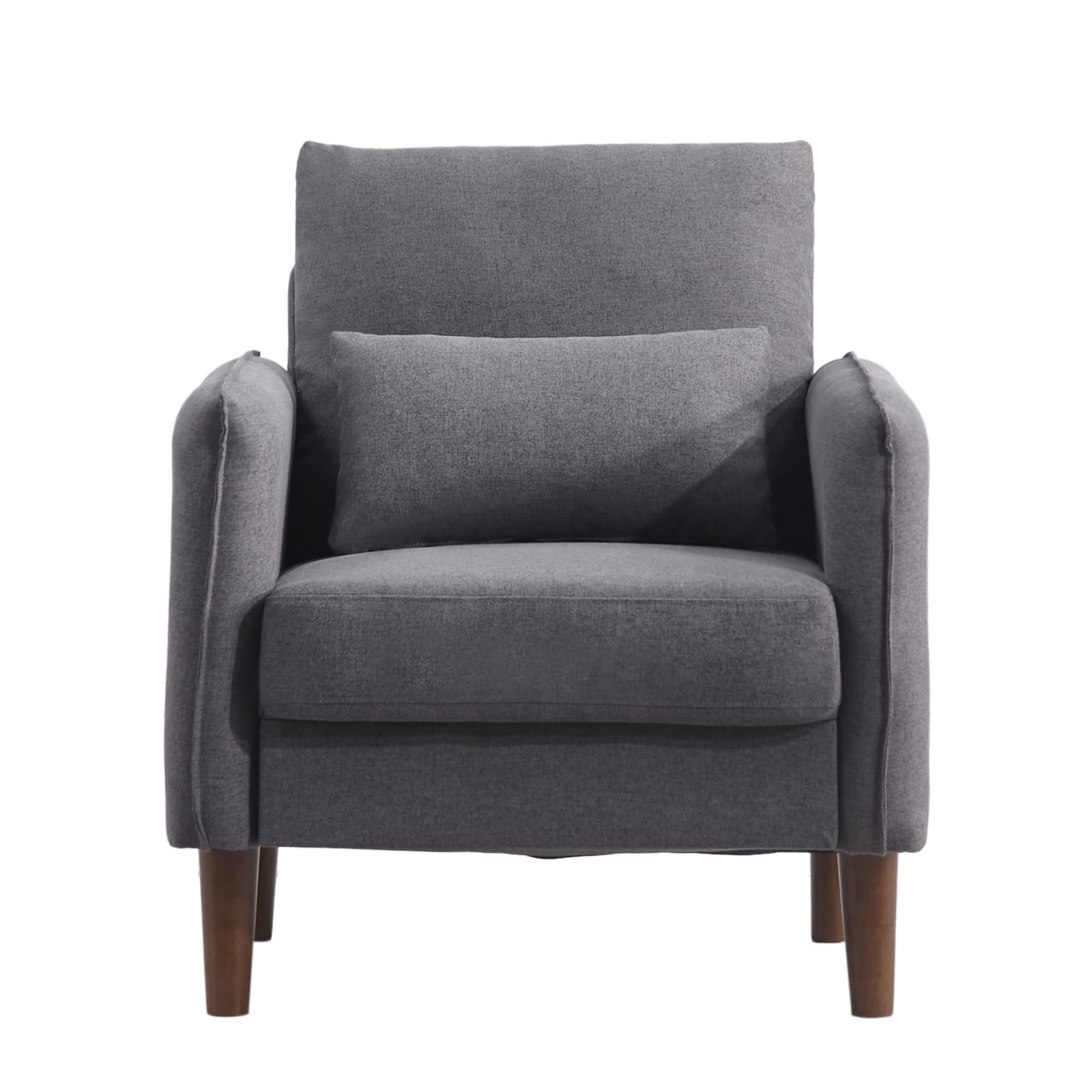 Mid-Century Modern Accent Chair - Tufted Armchair with Linen Fabric for Living Room, Bedroom & Reading Nook - Dark Gray Comfortable Lounge Chair with Tool-Free Assembly | Perfect for Small Spaces, Home Office & Cozy Corners