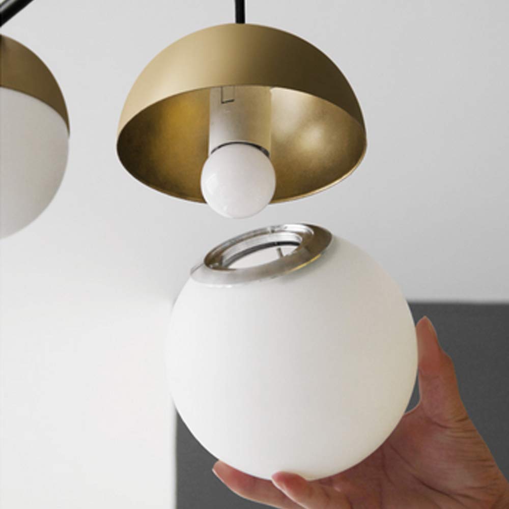 Modern 3-Light Glass Globe Chandelier - Linear Mid-Century Flush Mount Ceiling Pendant Light Fixture - Elegant Hanging Lighting for Kitchen, Dining Room, Living Room, Bedroom & Farmhouse Decor - Perfect for Dining Areas, Entryways and Open Concept Spaces
