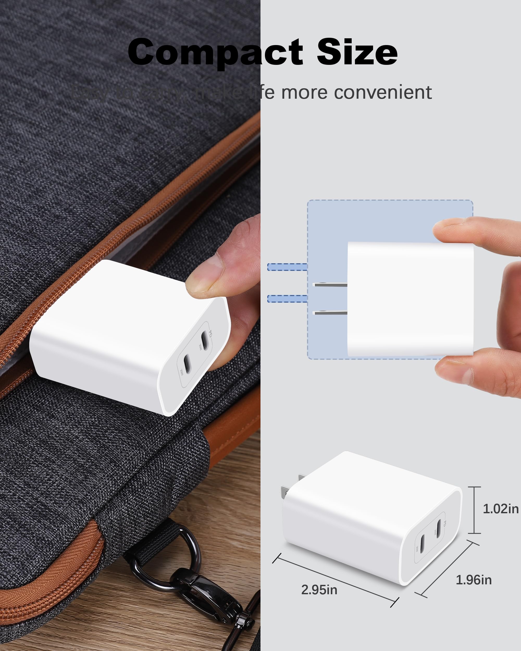 ARCCRA 40W Fast Charger 2-Pack with 6FT & 10FT USB C Cables - Compatible with iPhone 16/16e/16 Pro Max/16 Plus/15/15 Pro/15 Pro Max - Quick Charge Power Adapter for Home, Office & Travel