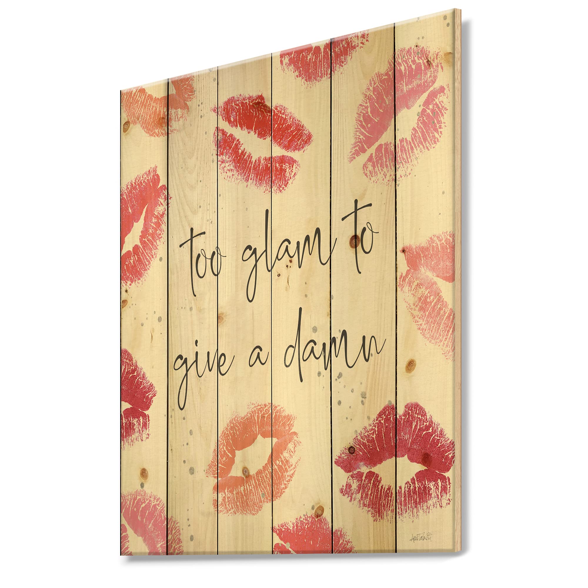 DesignQ Glam Chic Accents VII Traditional Wood Wall Decor - Red Wood Wall Art - Large Fashion Wood Panels Printed on Natural Pine - Home & Office Decoration - Living Room, Bedroom, Dining Room Wall Art