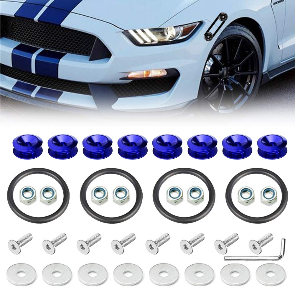 8Pcs Universal Car Bumper Fastener Kit - Quick Release Front Rear Bumper Clips for Trunk Fender Hatch Lid (Blue) - Perfect for Auto Repair & DIY Car Maintenance
