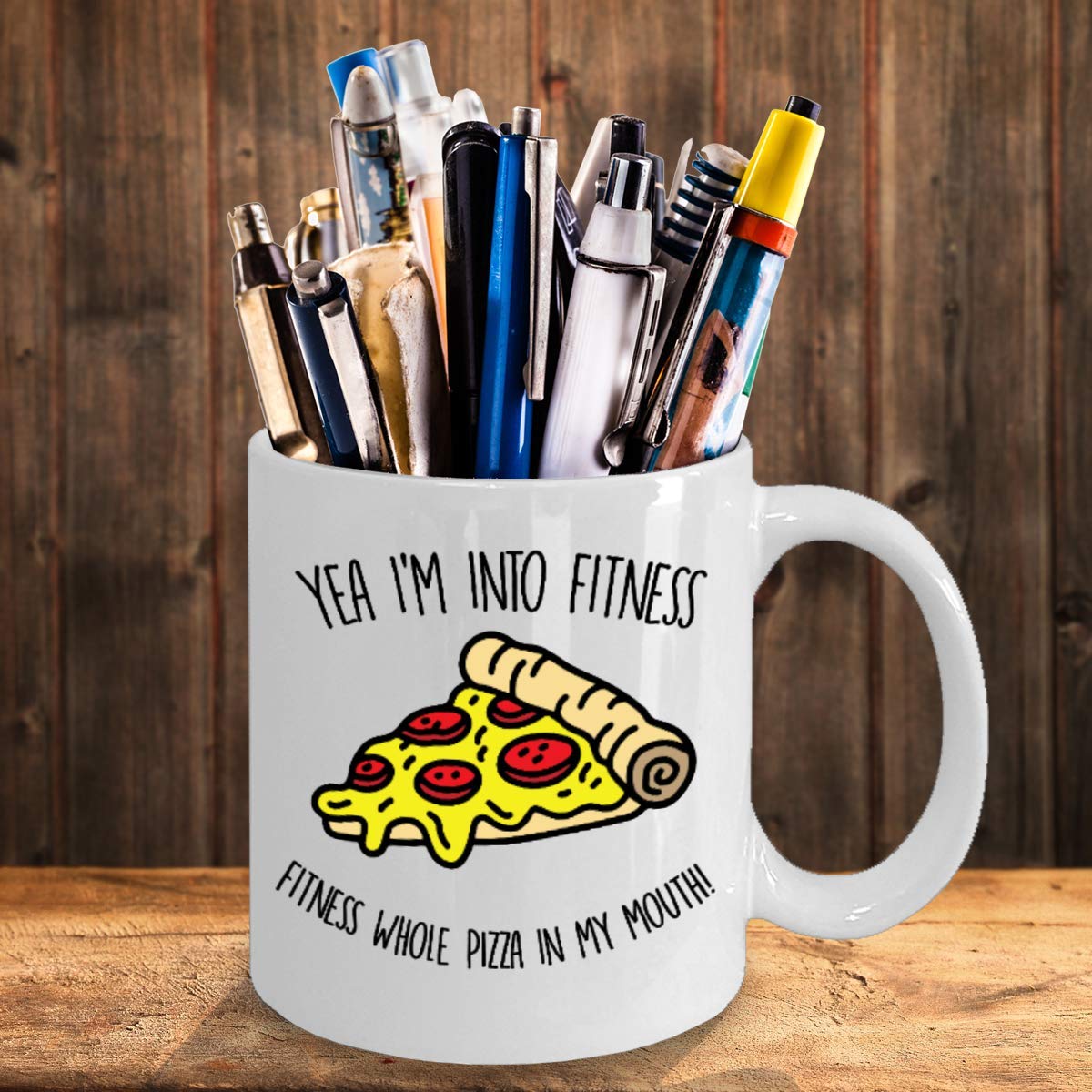 Fitness Lovers Coffee Mug - 'Yea I'm Into Fitness' Funny Gym Humor White Porcelain Tea Cup 11oz - Perfect for Gym Enthusiasts, Workout Motivation & Coffee Lovers - Great Gift for Birthday, Christmas & Office Use