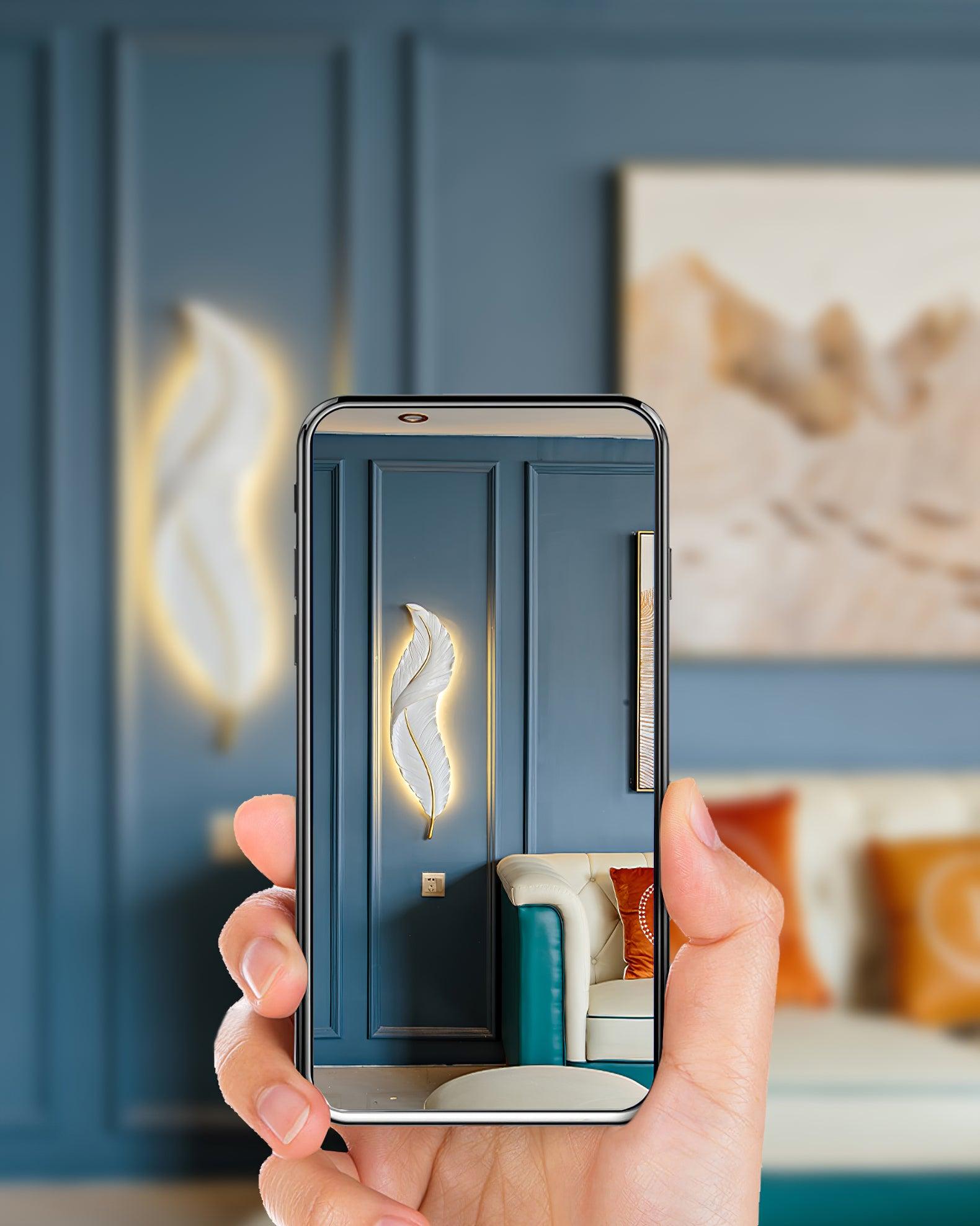 Feather Wall Lamp - Modern Boho Chic Light Fixture for Bedroom, Living Room & Nursery - Soft Ambient Lighting for Cozy Home Decor