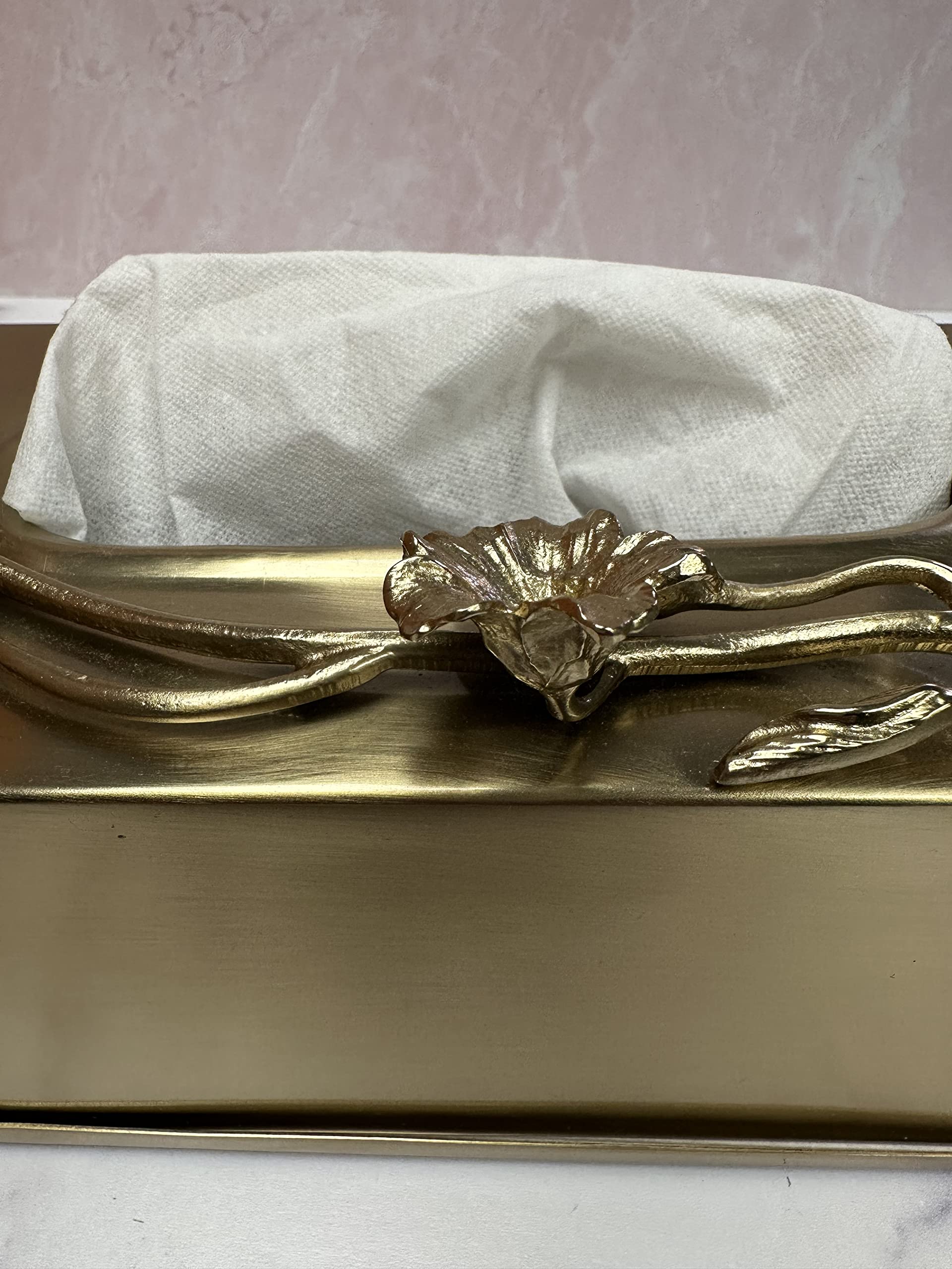 Decozen Elegant Rectangular Tissue Box Cover - Premium Home Decor with Rosemary Flower Accent for Bathroom, Kitchen & Bedroom | Stylish Paper Towel Holder for Countertops - Perfect for Home Decorating, Gift Giving & Daily Use