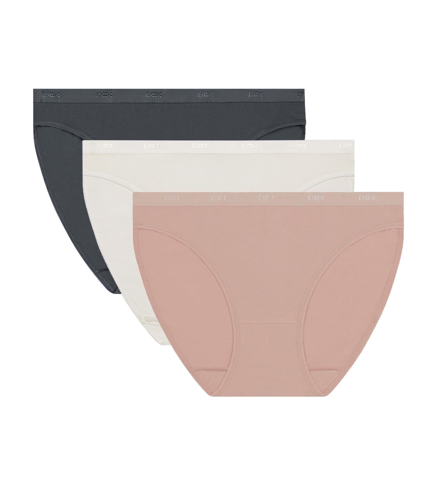 3 Pack Stretch Cotton Panties - Rose Gray & White with Pockets | Eco-Friendly Women's Underwear for Daily Comfort & Travel