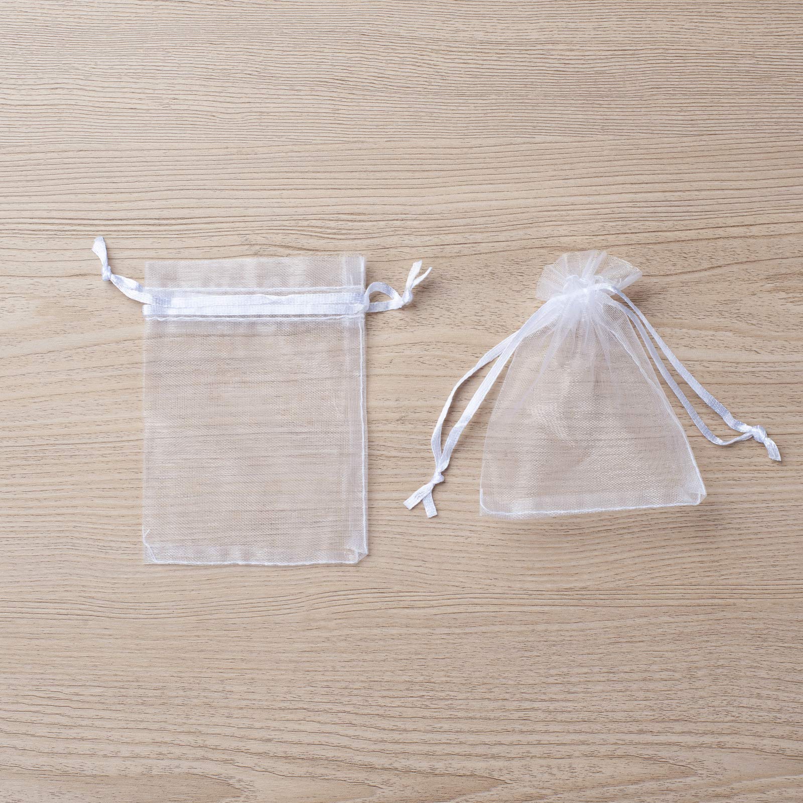 100pcs White Organza Bags 2x3 inch - Sheer Drawstring Gift Bags for Jewelry, Wedding Favors, Party & Christmas - Mini Mesh Pouches for Earrings, Candies & Small Gifts - Perfect for Bridal Showers, Baby Showers & Birthday Party Decorations