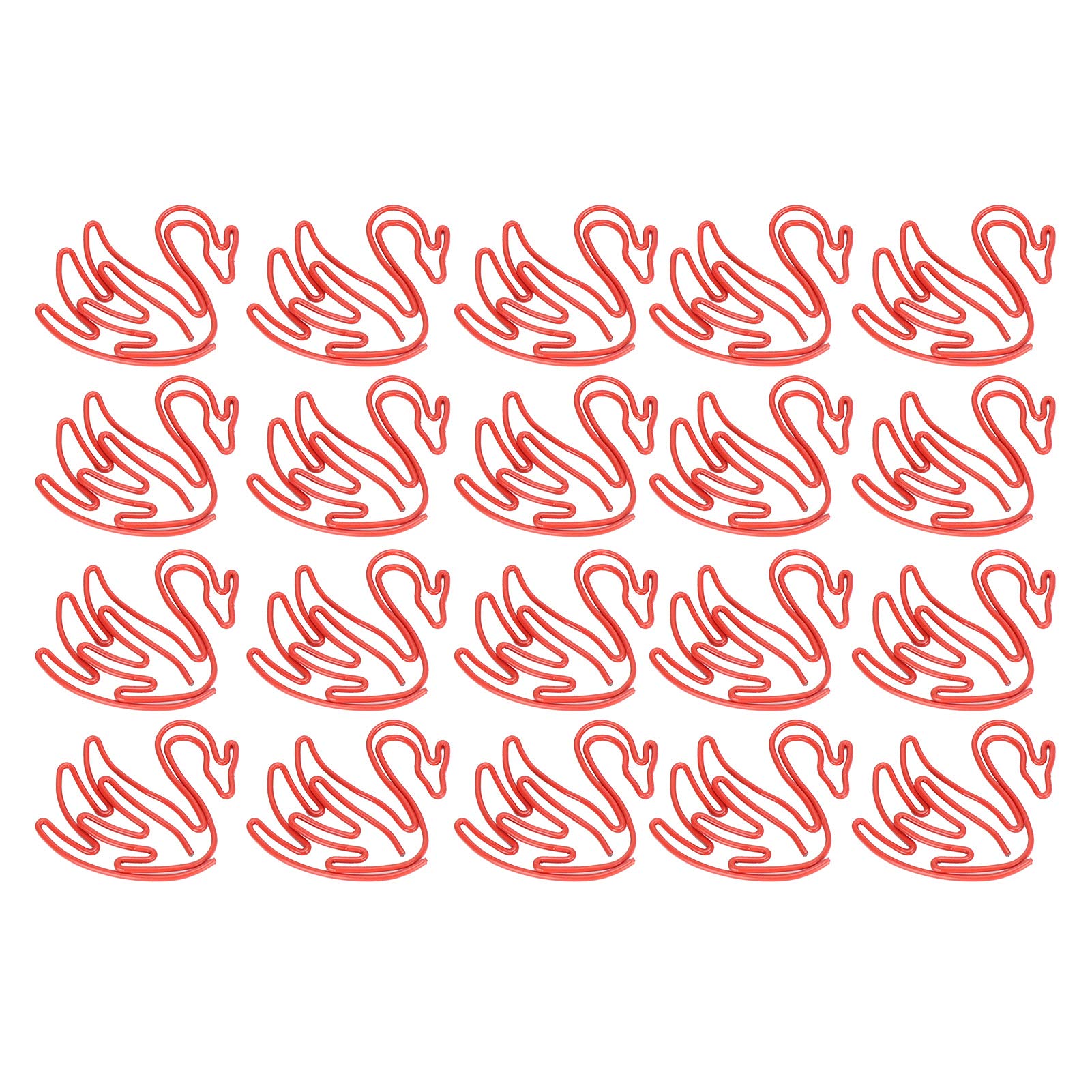 20Pcs Small Swan Shaped Paper Clips - Colorful Office & School Supplies for Document Organizing, Perfect for Notebooks, Planners, and Craft Projects (Red)