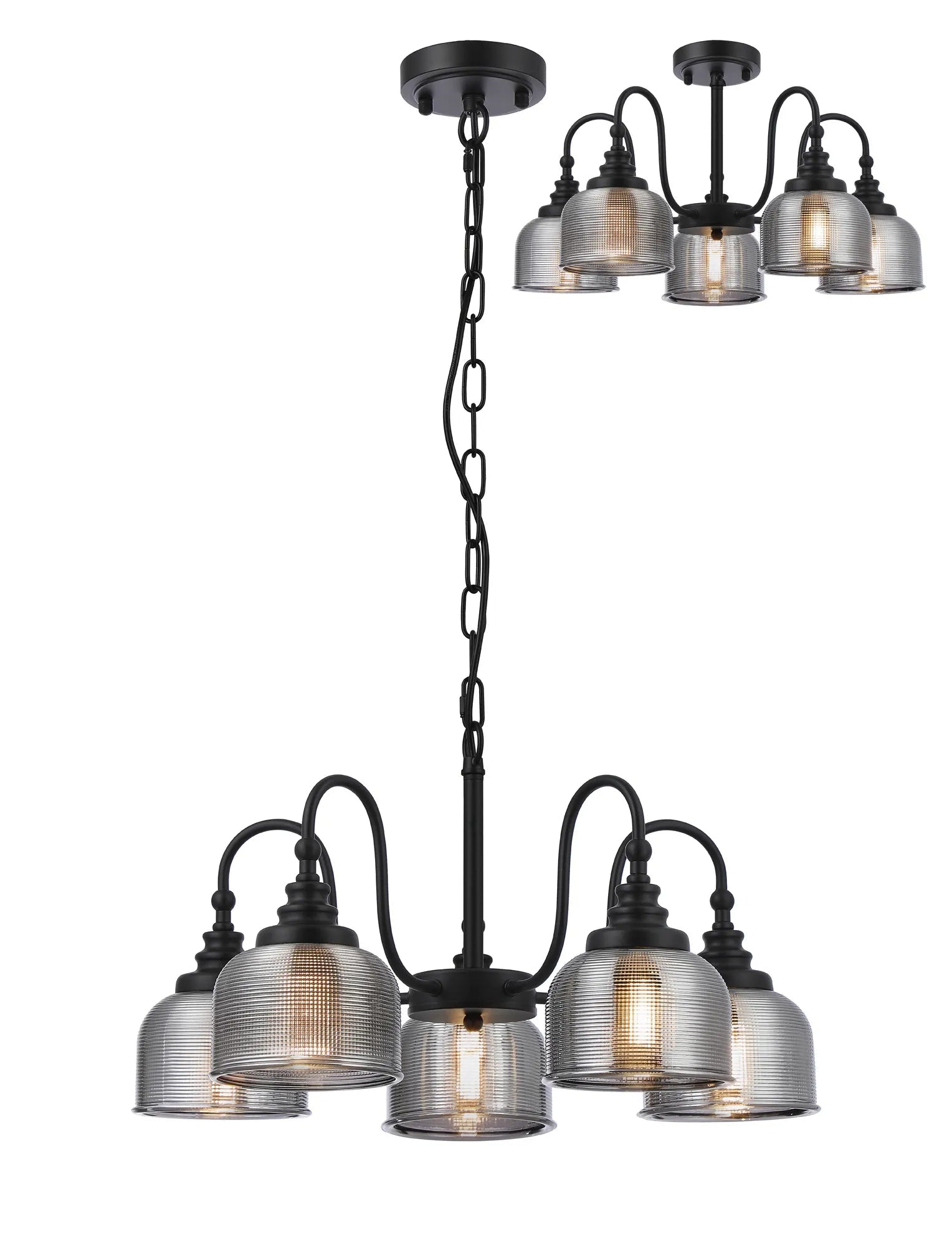 Cleron 3/5/8Lt Semi Flush Mount Pendant Light Fixture - Modern Ceiling Lighting in Multiple Colors for Living Room, Bedroom & Dining Room