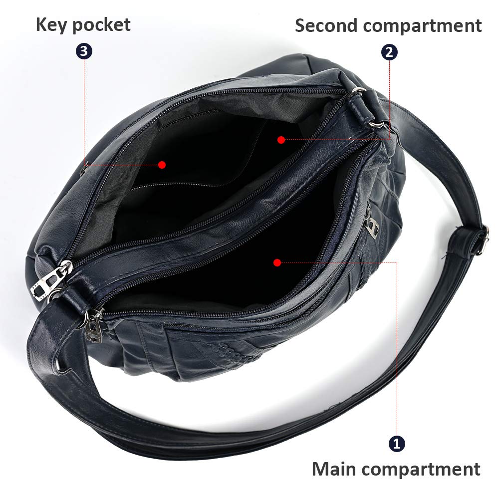 ELDA Women's PU Leather Crossbody Bag - Multi Pocket Shoulder Purse for Daily Use