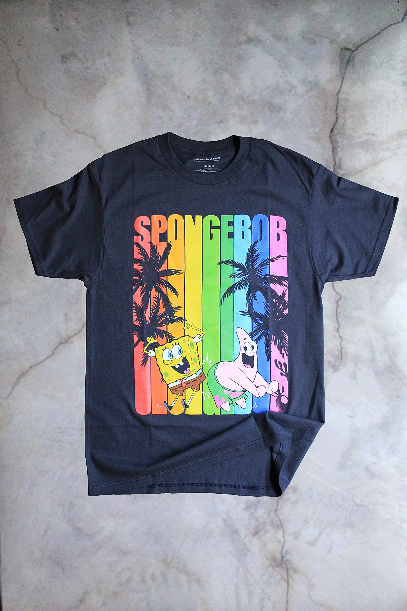 SpongeBob SquarePants Surf Pride Classic Cartoon Graphic T-Shirt for Men - Soft Cotton Adult Tee - Casual Wear, Beach Outfit & Cartoon Lover Gift