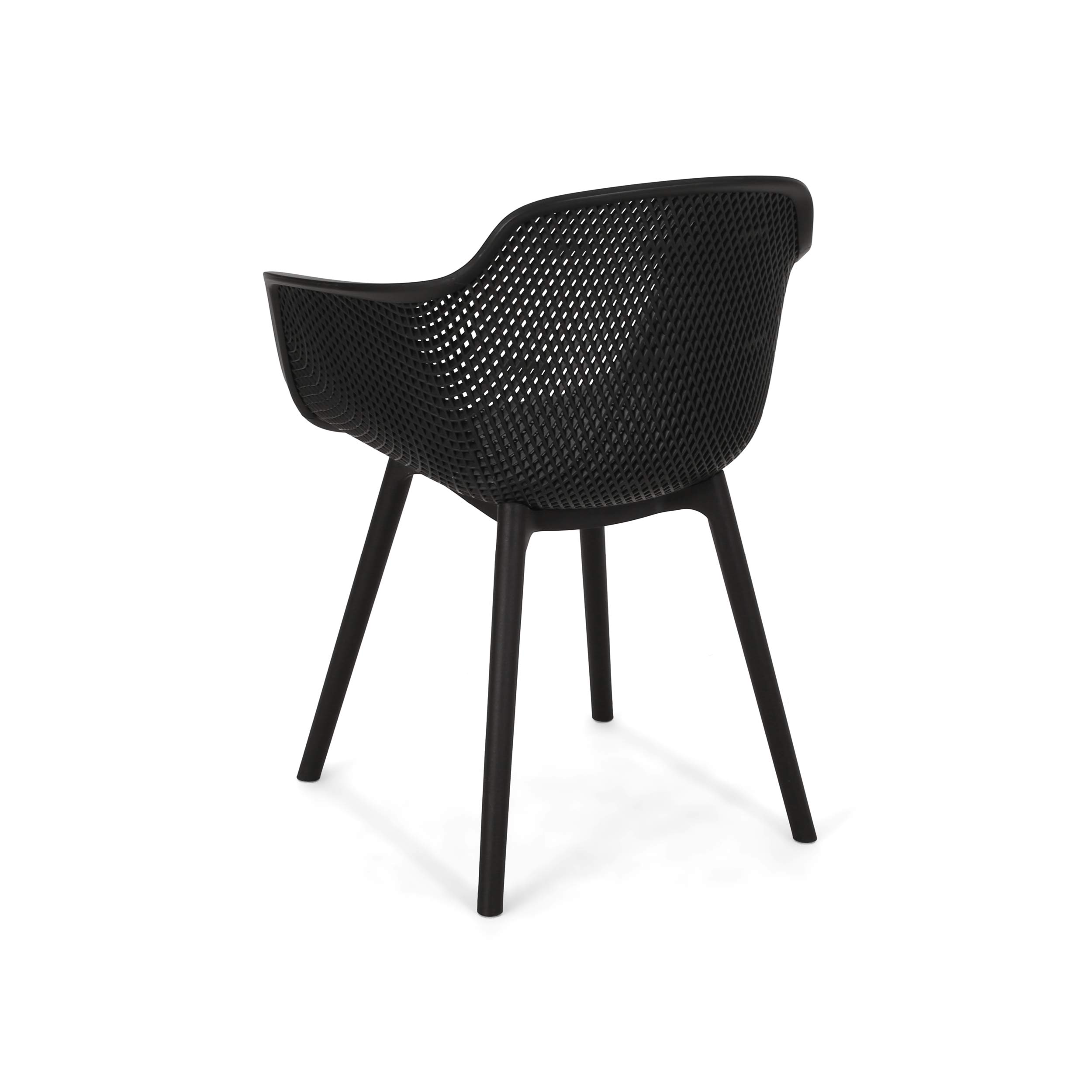 Christopher Knight Home Davina Outdoor Dining Chair Set of 2 - Weather-Resistant Polypropylene Patio Chairs in Black - Perfect for Backyard, Garden, and Poolside Dining