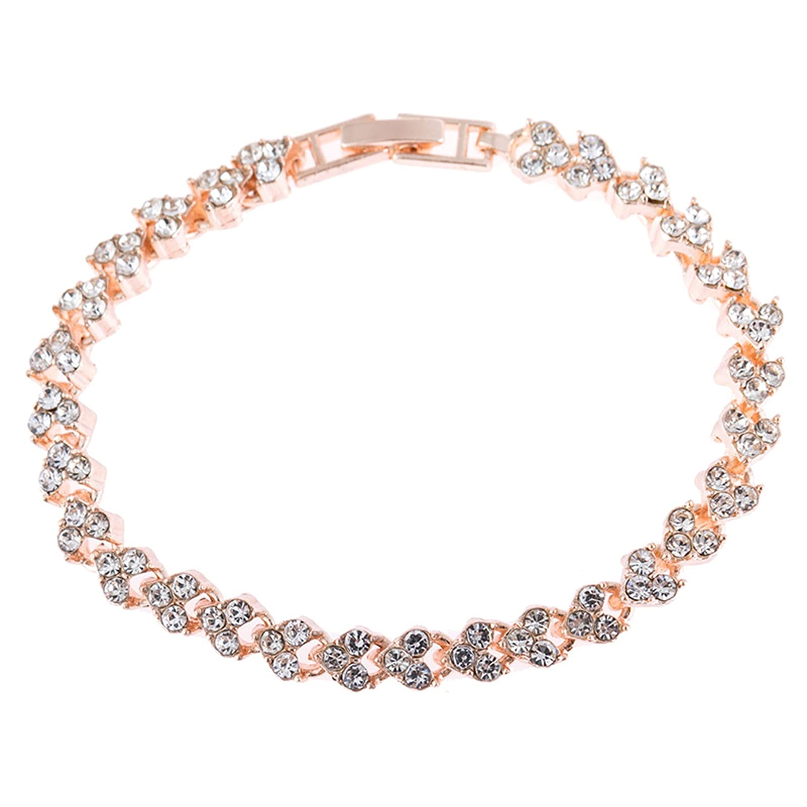 ASOMEW Women's Fashion Roman Style Crystal Diamond Bangle Bracelet - Elegant Rhinestone Charm Alloy Bracelet for Party, Wedding & Evening Wear | Perfect Gift for Her