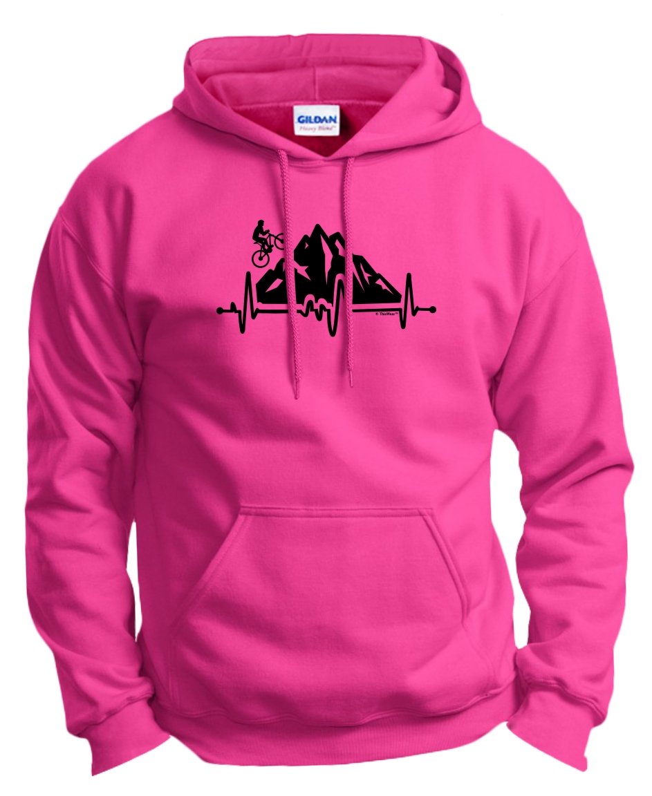 Cycling Gifts for Men & Women - Heartbeat Mountain Biking Hoodie Sweatshirt - Perfect for Cyclists, Bikers & Outdoor Enthusiasts - Great for Riding, Commuting & Casual Wear