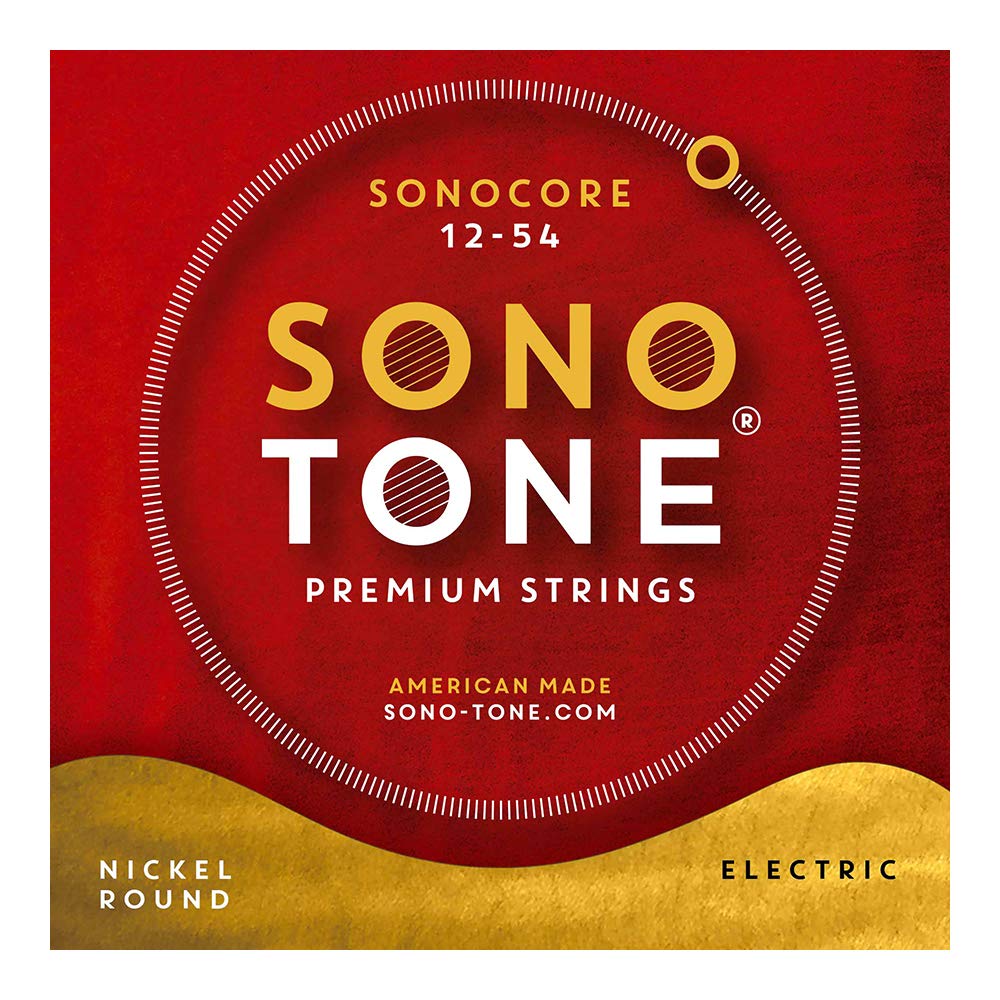 SonoTone SONOCORE Electric Guitar Strings 12-54 Gauge Medium Pure Nickel Alloy Hand-Wound Round Core - Warm Smooth Tone with Enhanced Sustain & Large Sine Waves - Made in USA - Perfect for Blues, Rock & Studio Recording