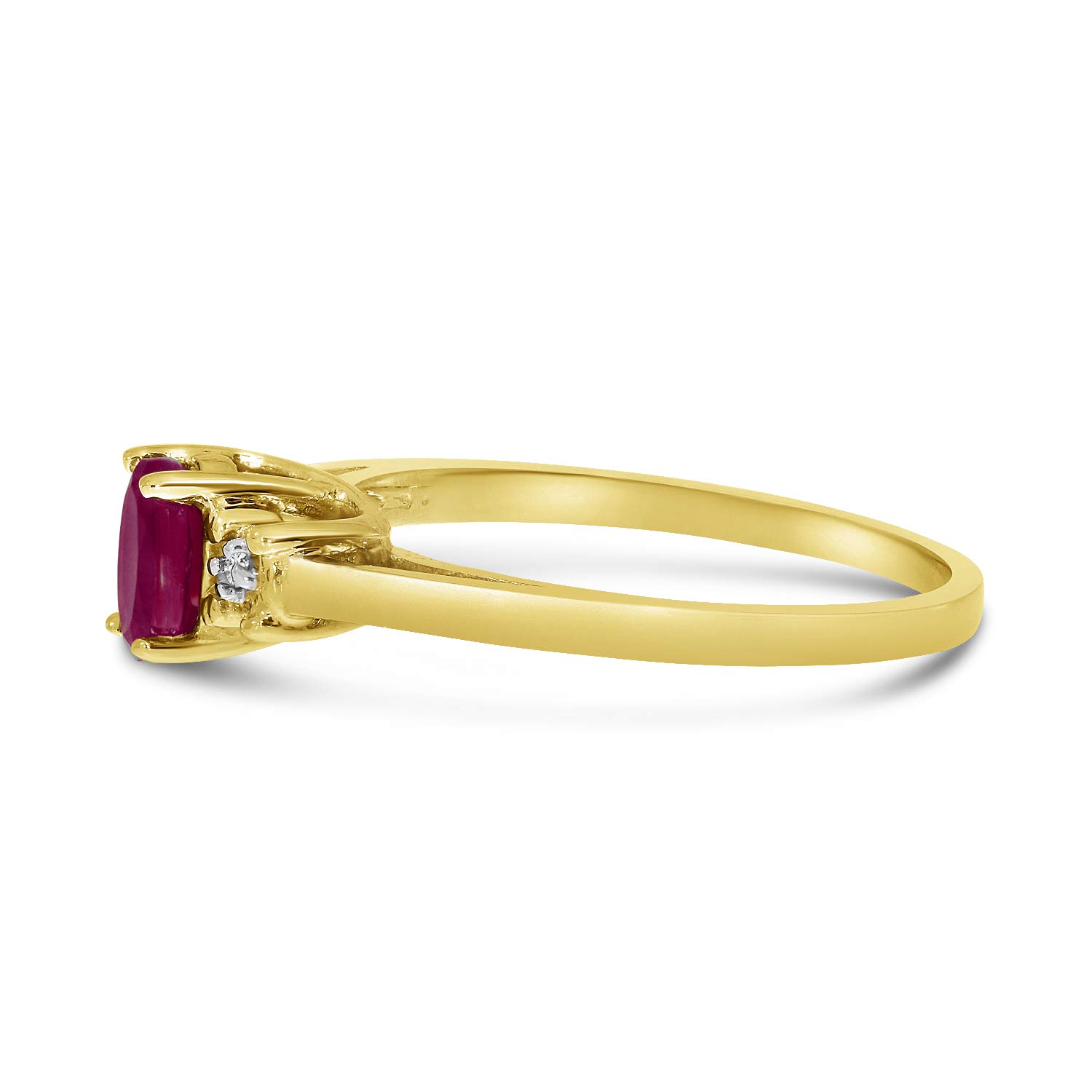 10K Yellow Gold Genuine Birthstone Solitaire Oval Engagement Ring with Diamond Accents - Perfect for Weddings, Anniversaries & Special Occasions | Jewelry Gift for Her
