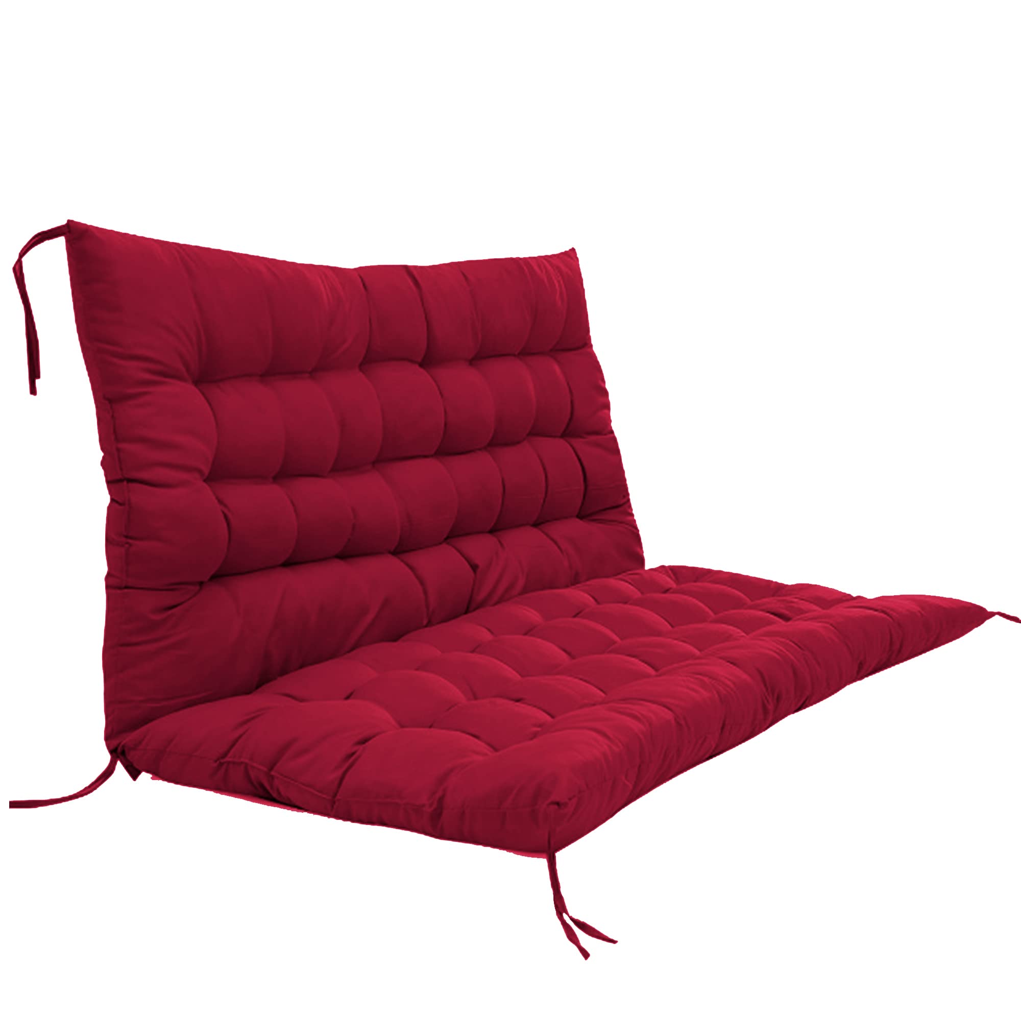 Premium 2-3 Seater Bench Seat Cushion with Backrest - 59x40in Wine Red Indoor/Outdoor Swing Chair Pad, Sofa Cushion & Lawn Mat - Perfect for Garden, Patio, Deck & Poolside Relaxation