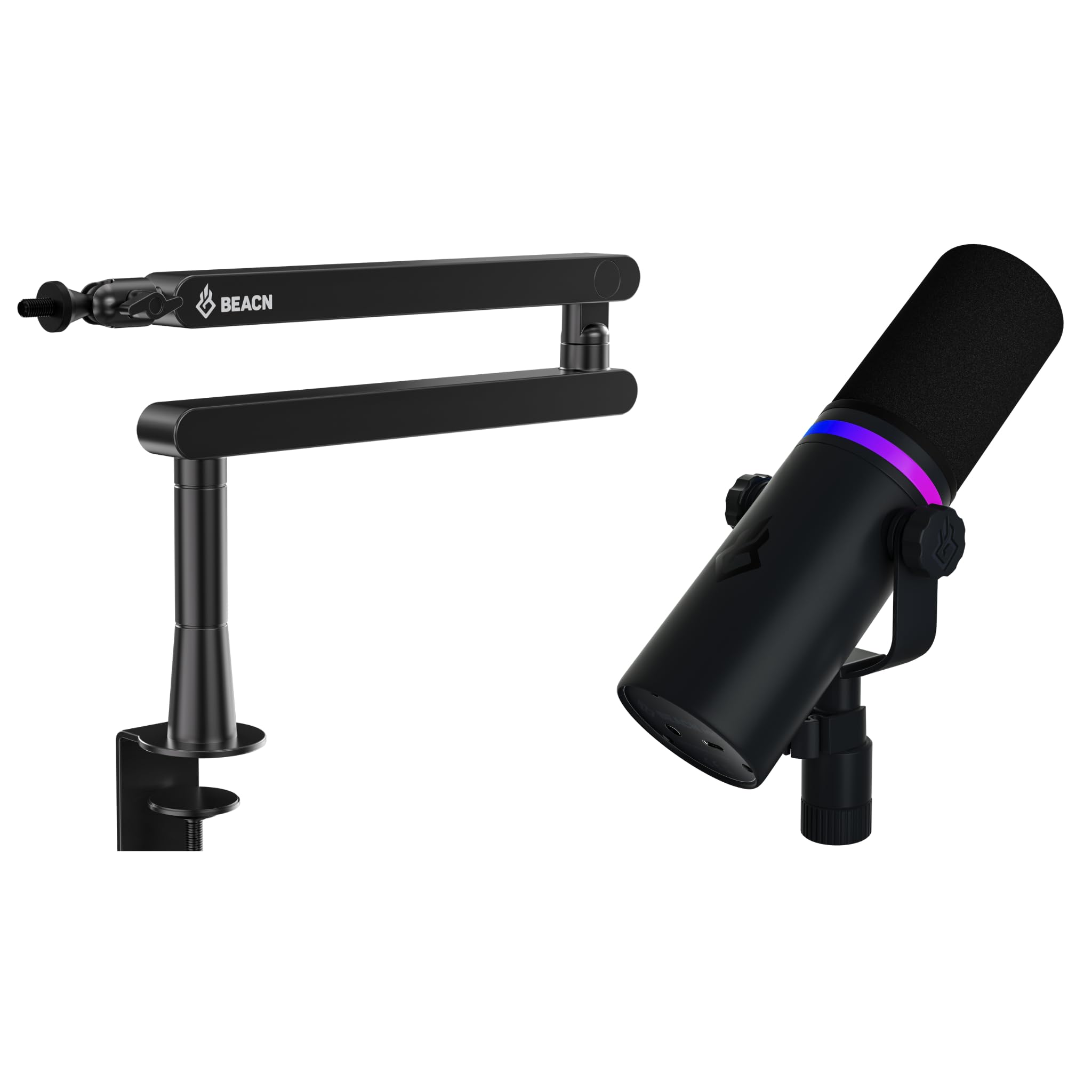 BEACN Dark Dynamic USB Microphone for PC - Professional Studio-Quality Condenser Mic with Adjustable Stand - Perfect for Streaming, Gaming & Podcasting