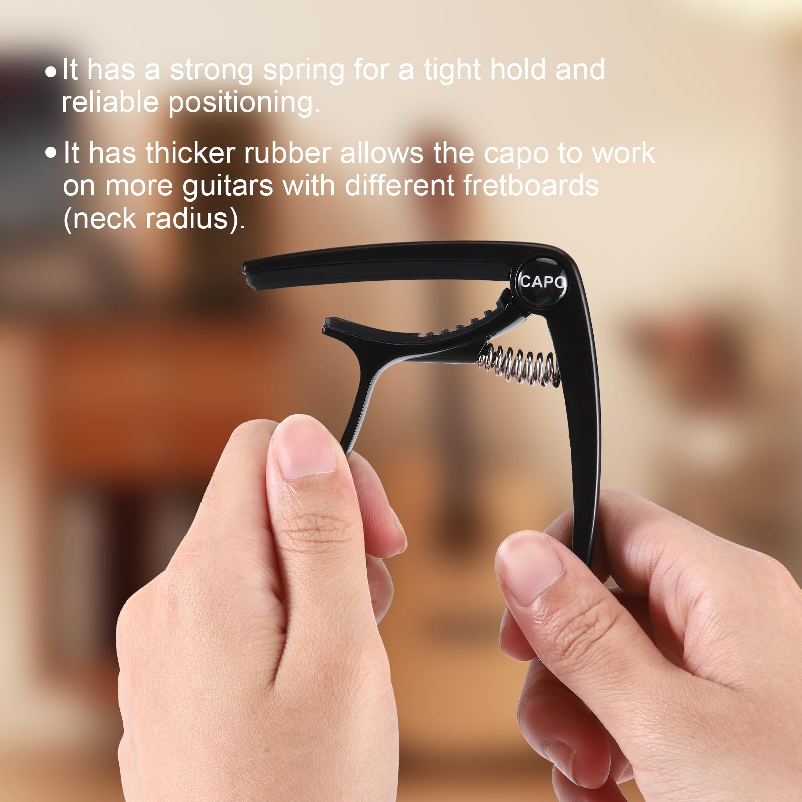 Premium Guitar Capo for Acoustic & Electric Guitars - 6 String Adjustable Clamp for Classical & Steel Strings - Black - Perfect for Live Performances, Studio Recording & Practice Sessions