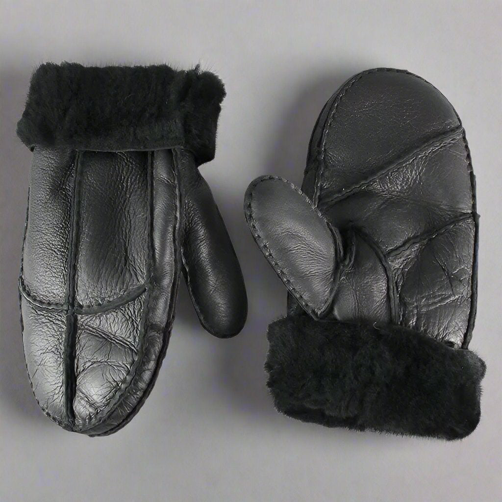 BOL Men's Shearling Leather Mittens - Winter Gloves for Cold Weather, Outdoor Activities & Snow Sports