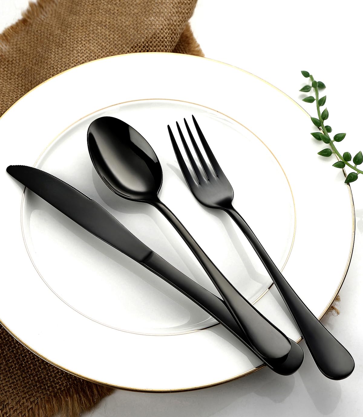 Premium Black Salad Forks Set of 8 - 6.7