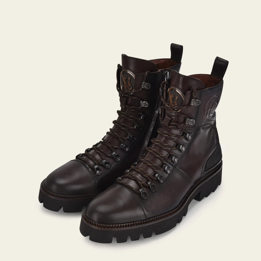 Franco Cuadra Men's Casual Chocolate Brown Leather Cowboy Ankle Boots with Zip - Perfect for Western Wear, Country Outfits & Everyday Comfort