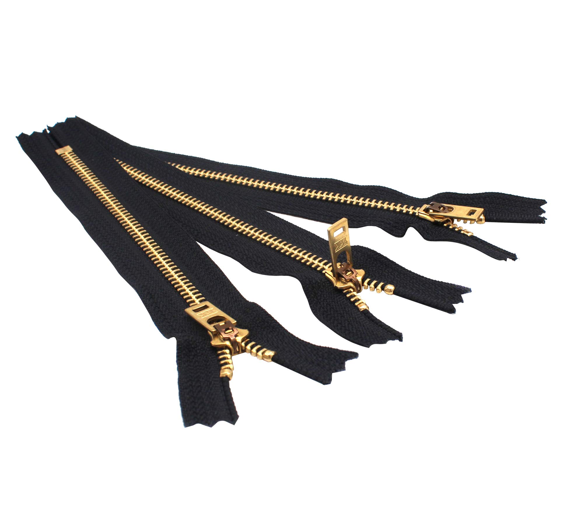 YKK #5 Jeans Brass Zippers 4 Inch - 580 Black (3 Pack) for DIY Denim Repair, Jacket Making & Craft Projects