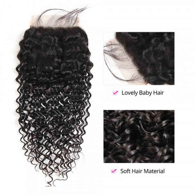 Eullair 3/4 PCS Curly Hair Bundles with 4x4 5x5 6x6 HD Lace Closure - Brazilian Virgin Human Hair Extensions for Natural Look & Styling - Perfect for Daily Wear, Parties & Special Occasions