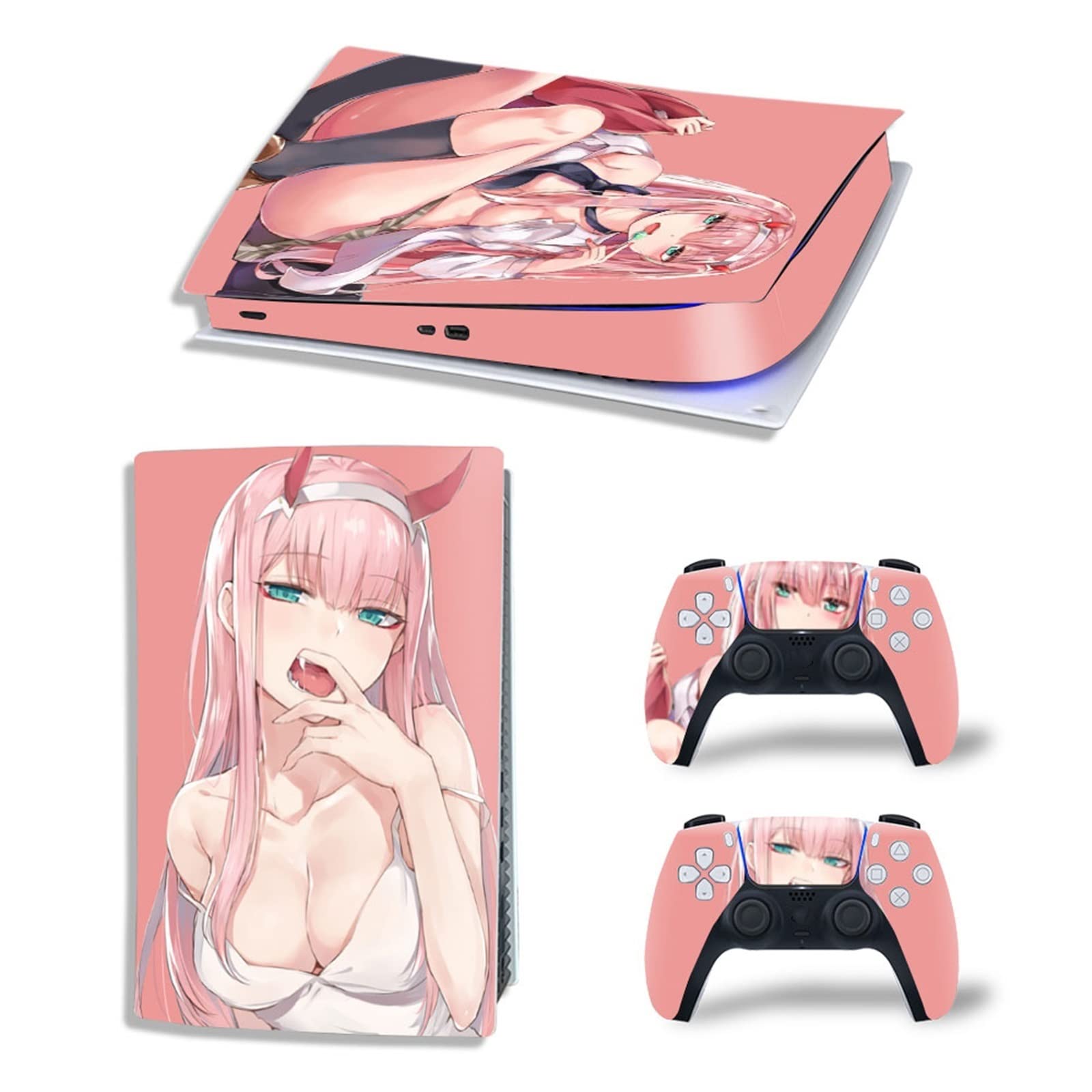 Anime Console Skin Decal for PS5 Digital Edition - Scratch-Resistant Vinyl Protection Cover for 2 Controllers - Bubble-Free Application - Perfect for Gaming Enthusiasts & Anime Fans