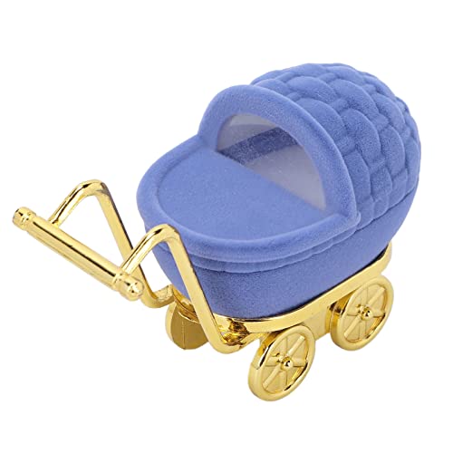 Baby Carriage Jewelry Organizer with Soft Flocking Lining - Cute Storage for Rings, Earrings & Baby Teeth (Blue) | Perfect Baby Keepsake & First Tooth Memory Box
