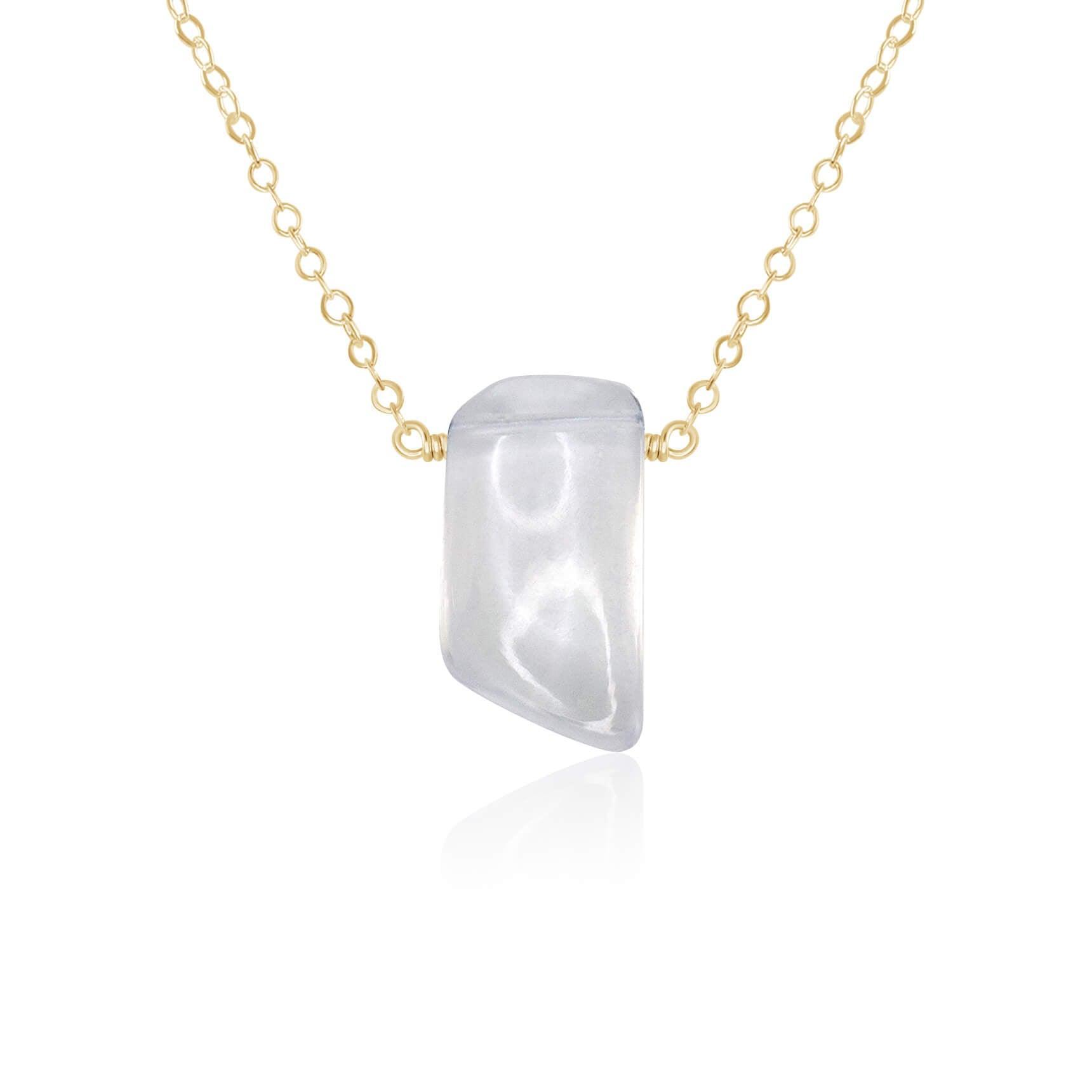 Small Smooth Clear Crystal Quartz Slab Necklace - Natural Healing Stone Jewelry for Women, Chakra Balancing & Energy Cleansing | Perfect for Meditation, Yoga, and Spiritual Gifts