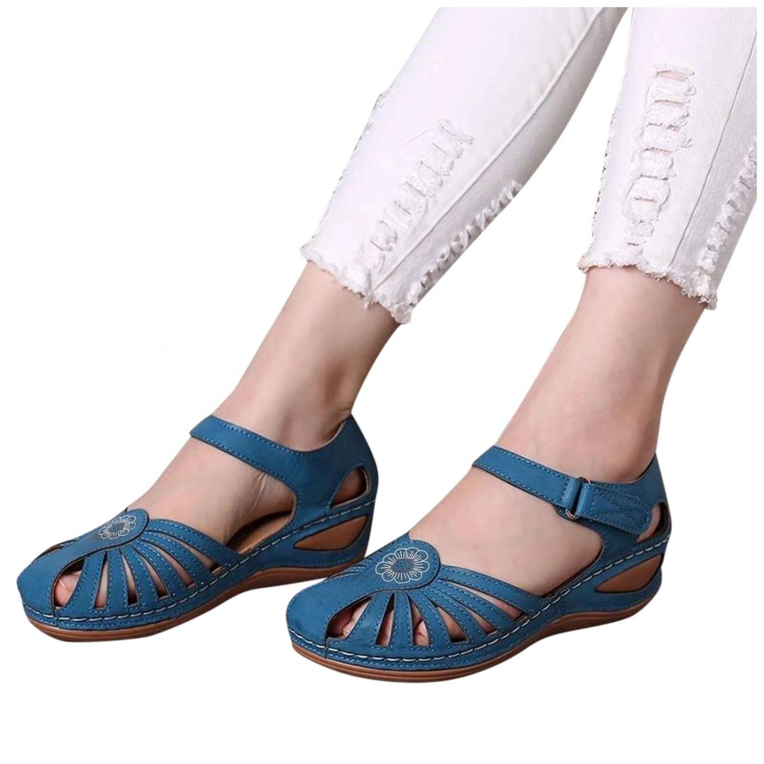 Aayomet Women's Dressy Casual Sandals - Round Toe Platform Buckle Slip-On Shoes for Women | Perfect for Summer Outfits, Beach Vacations & Everyday Wear