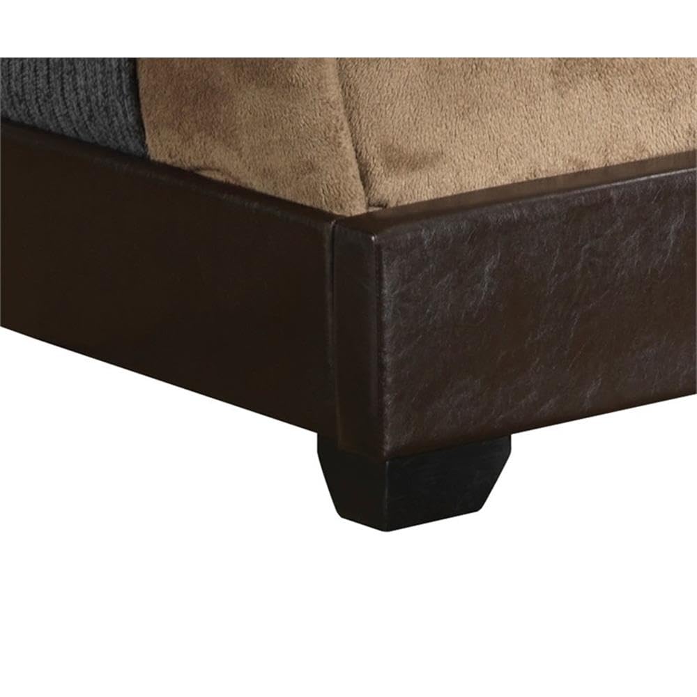 Glory Furniture Aaron Faux Leather Upholstered Queen Size Bed in Cappuccino Brown - Modern Bedroom Furniture for Master Bedroom & Guest Room