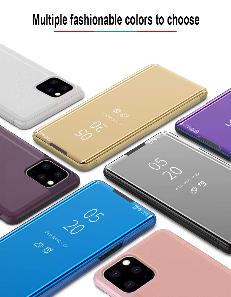 Premium Luxury Mirror Flip Case for iPhone 11 (6.1 Inch 2019 Model) - Translucent View Window, Electroplated PC Cover with Full Body Protection & Anti-Scratch Design - Purple | Perfect for Business Meetings, Parties & Everyday Use