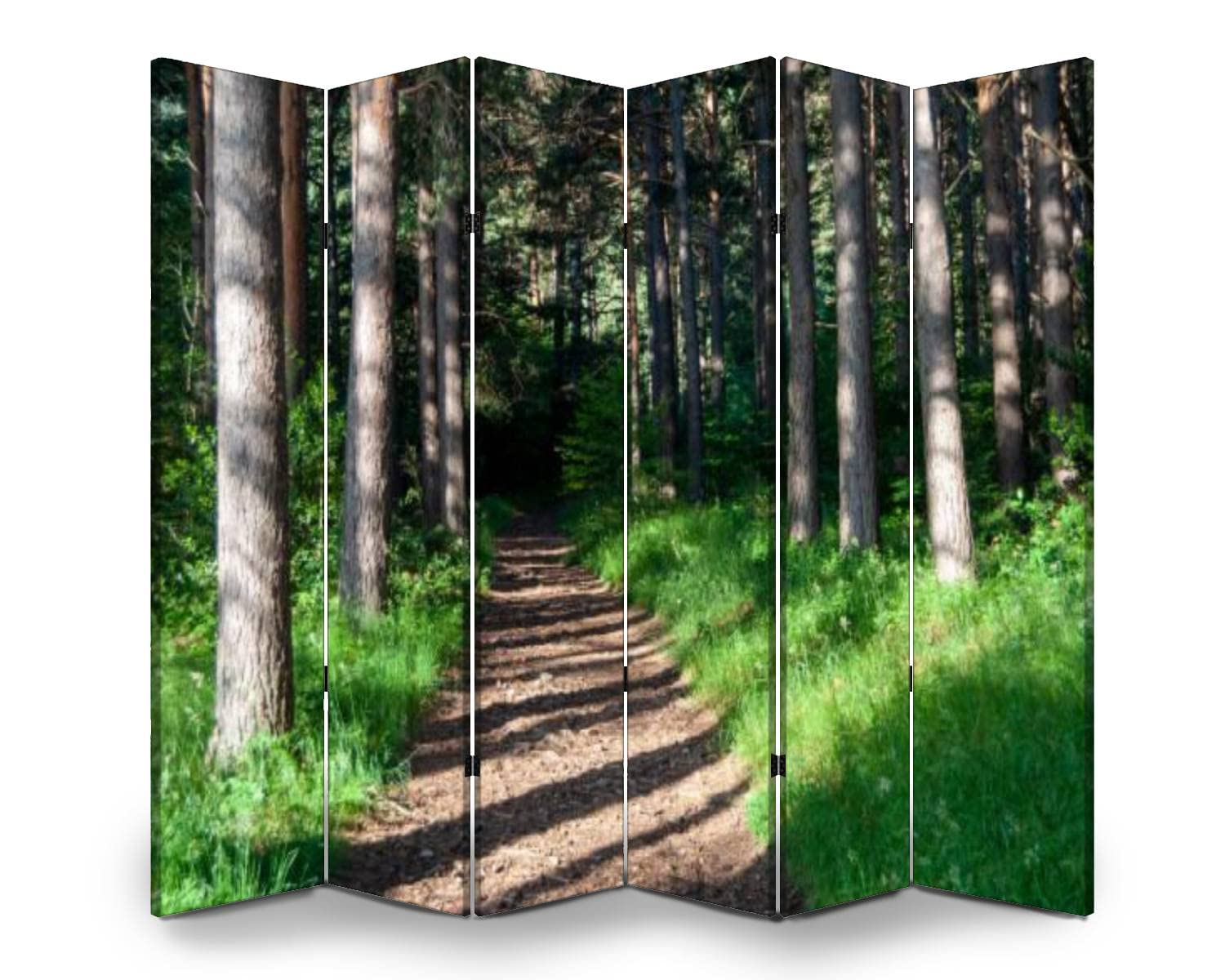 VDSRYGMLB 6-Panel Wooden Room Divider - Folding Privacy Screen with Tree Shadow Design, Dual-Sided Canvas Partition for Home & Office - Perfect for Living Room, Bedroom, and Studio Space Divider