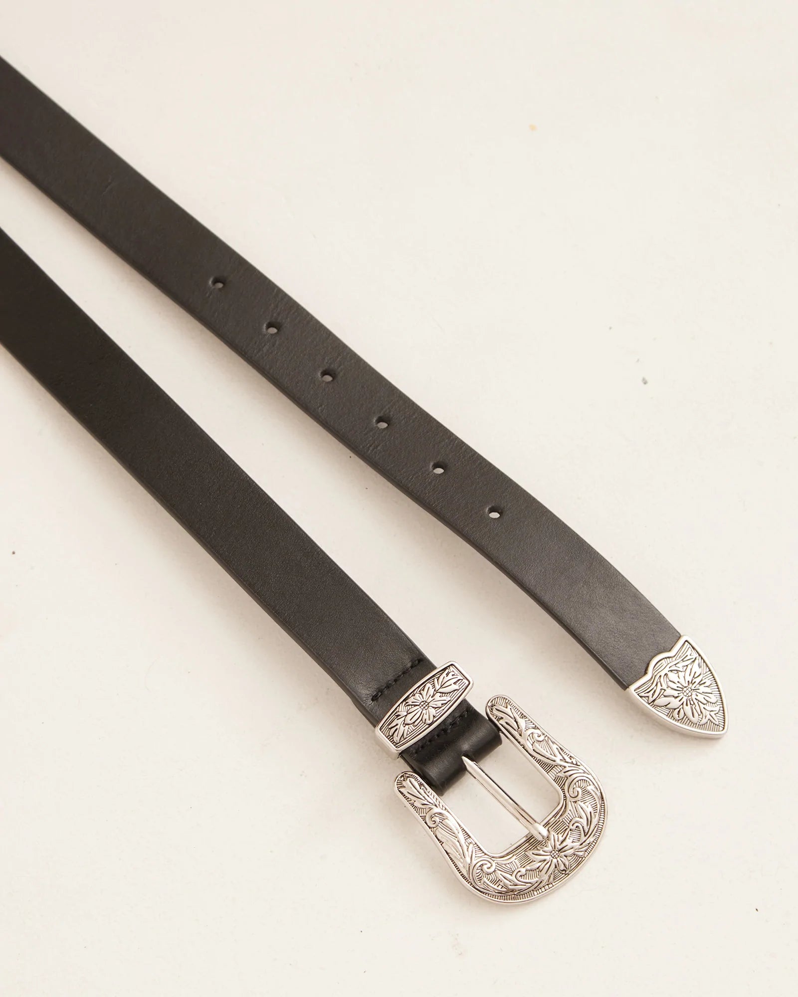 Western Belt Leather for Men - Black & Silver Buckle | Stylish Cowhide Belt for Jeans, Boots & Western Outfits