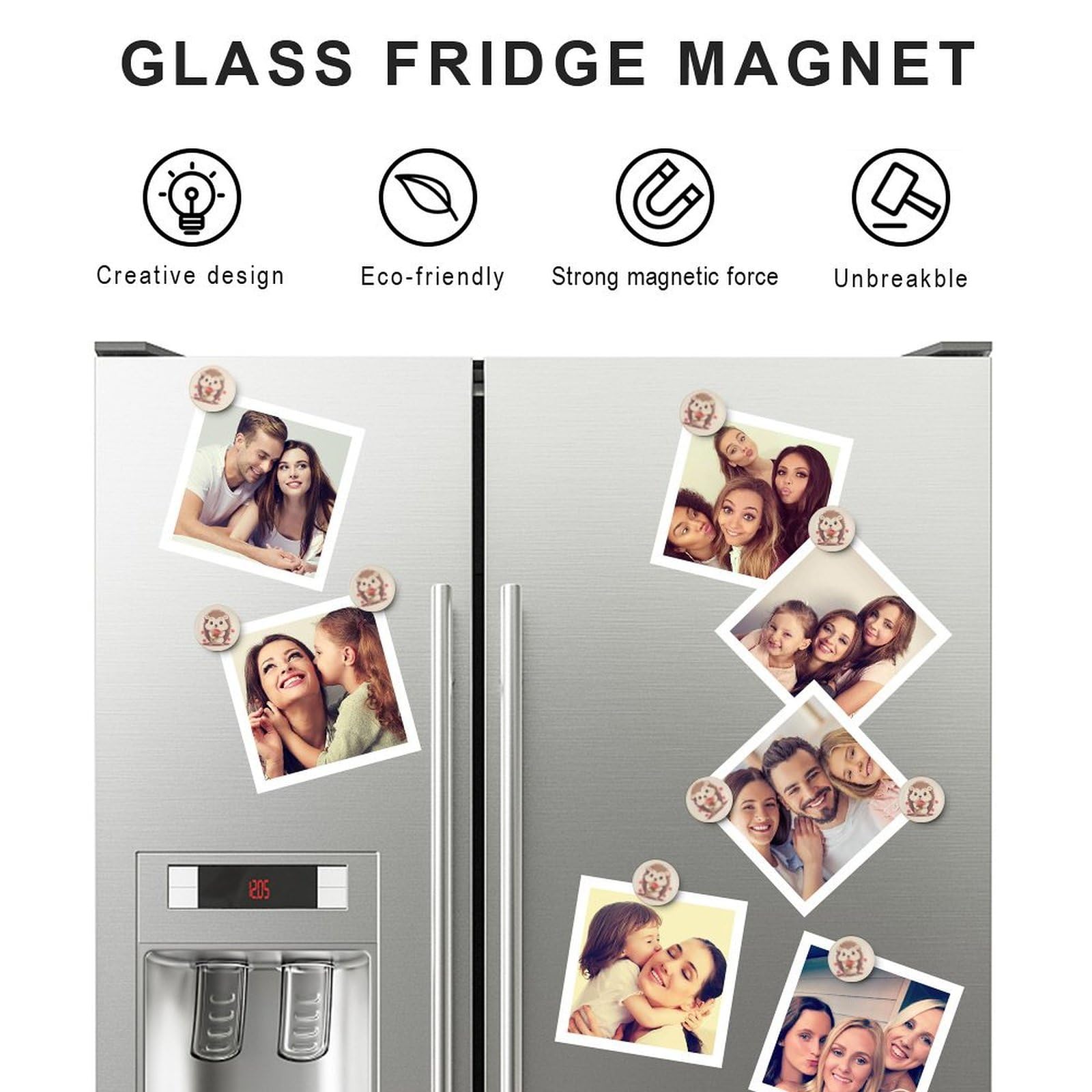 Cute Hedgehog with Flower Glass Refrigerator Magnets - 2 Pack Round Fridge Stickers for Kitchen, Office & Cabinet Decor - Perfect for Adding Charm to Appliances and Metal Surfaces