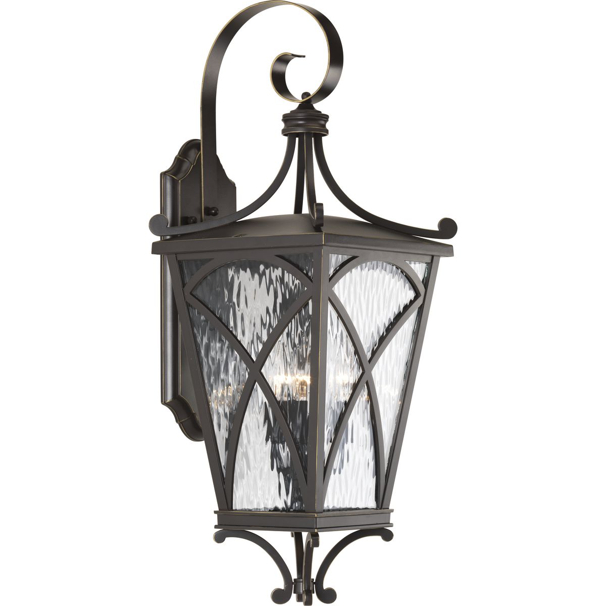 Cadence Collection 3-Light Large Outdoor Wall Lantern - Elegant Black Metal Sconce for Porch, Patio & Garden Lighting