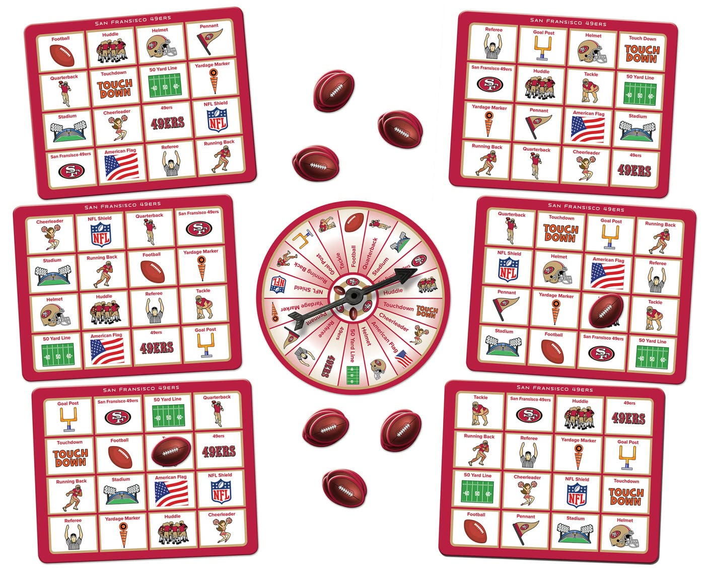 MasterPieces NFL San Francisco 49ers Bingo Game for Kids - Fun Football-Themed Family Board Game for Game Nights, Parties & Team Spirit Activities