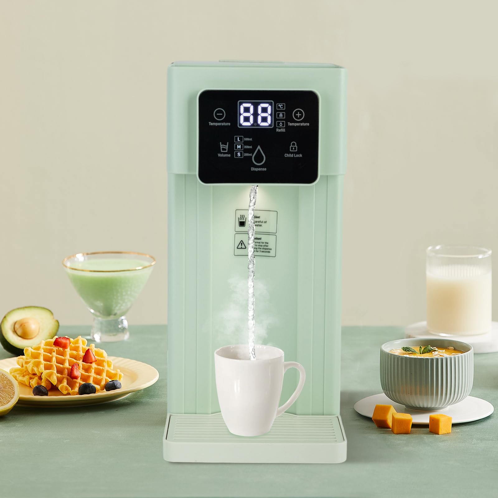 3L Instant Hot Water Dispenser with Adjustable Temperature & Smart Touch Screen - Fast Boiling Electric Kettle for Office, Tea, Coffee & Cooking (3 Quantitative Water Output)