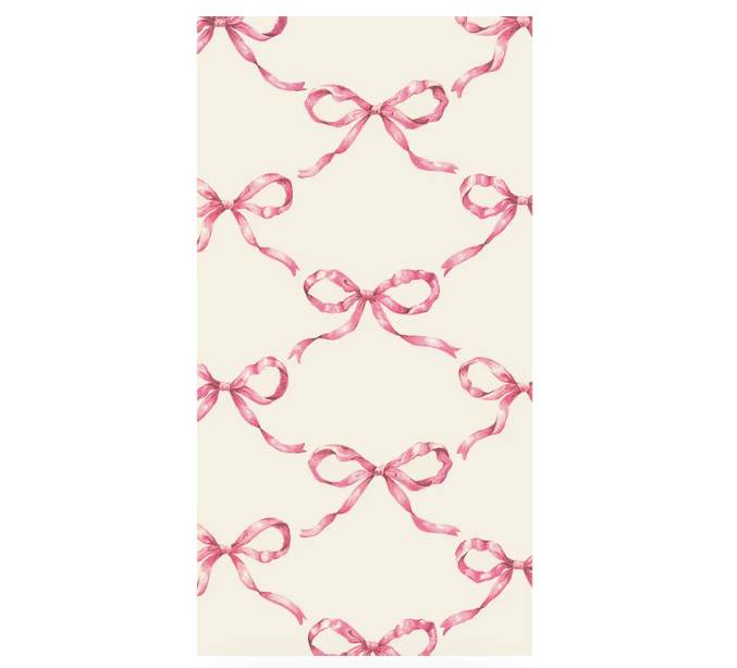 Elegant Pink Bow Lattice Guest Napkins - Set of 16 Premium Dinner Napkins for Wedding, Party, and Special Occasions