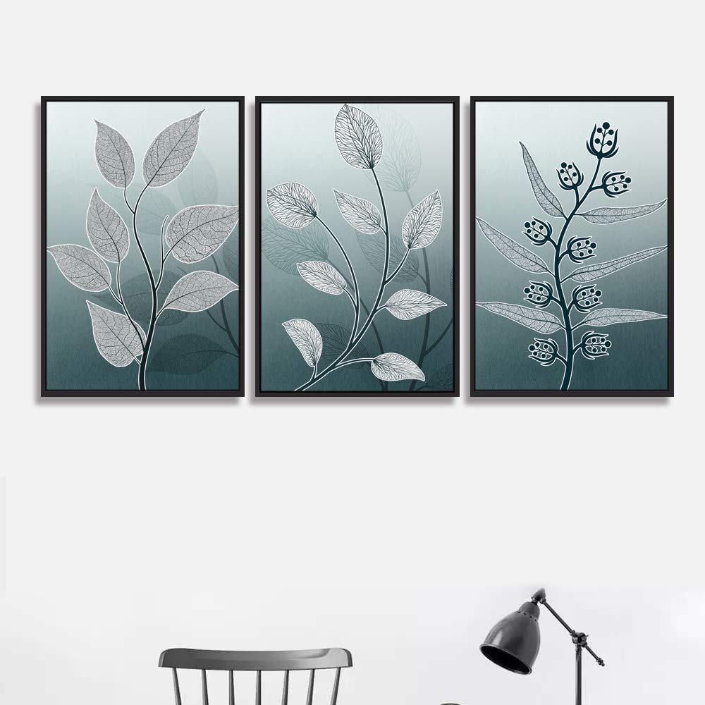 Wall26 3-Panel Framed Canvas Wall Art Set - Leaf Theme Prints for Living Room & Bedroom Decor (24x36 Inches, Ready to Hang) - Perfect for Modern Home, Office & Apartment Decoration