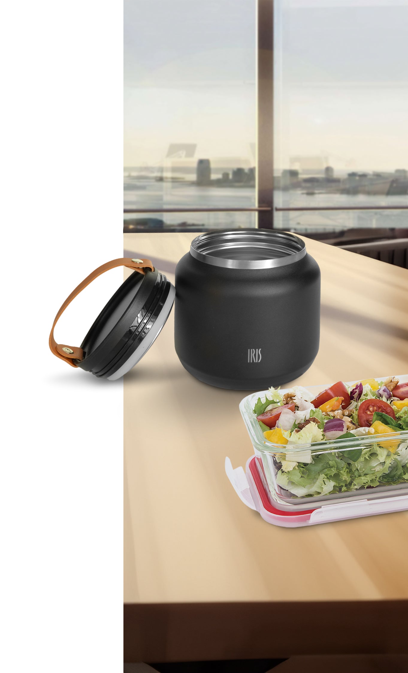 Insulated Food Flask with Handle - 700ml Black, Perfect for Lunch, Travel & Outdoor Activities