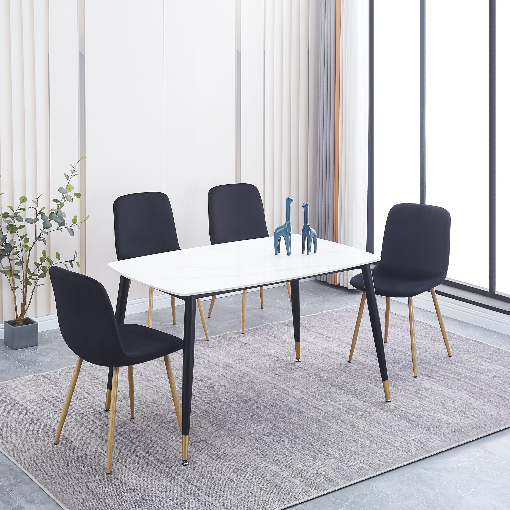 Modern Black Dining Chairs Set of 4 - Contemporary Style with Advanced Technology for Restaurants, Cafes, Bars, Offices, Living Rooms & Reception Areas - Perfect for Home Dining & Commercial Spaces
