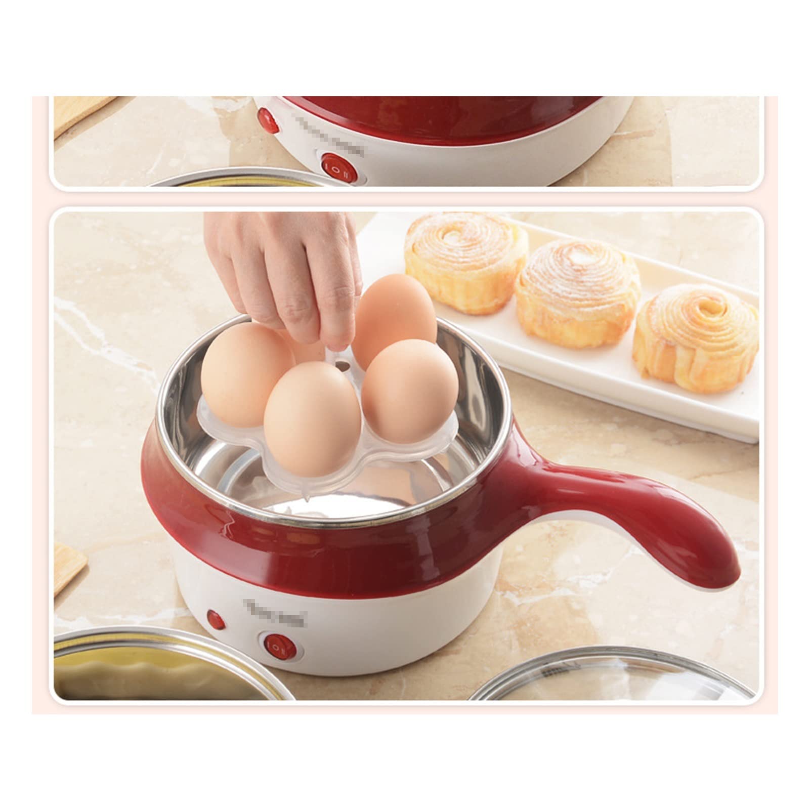 **Red Electric Steamer - 3-Tier Multi-Cooker for Healthy Meals | Fast & Easy Kitchen Appliance | Perfect for Rice, Dumplings & Vegetables**