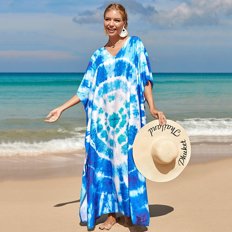 Bohemian Beach Dresses & Kaftans - Flowy Bikini Cover Ups, Maxi Robe for Women | Elegant Swimwear Coverup for Pool, Vacation & Summer Outfits