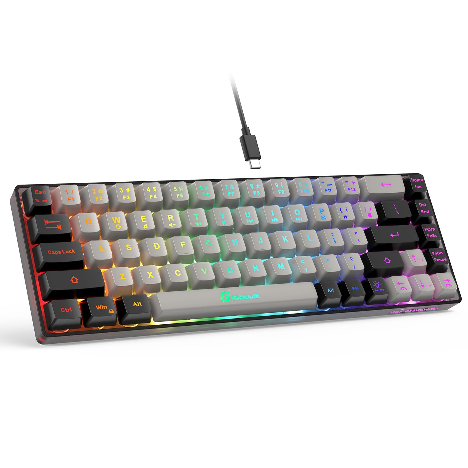 65% Wired Gaming Keyboard - Compact 68 Keys, Anti-Ghosting for PC Gamers (Office & Esports)