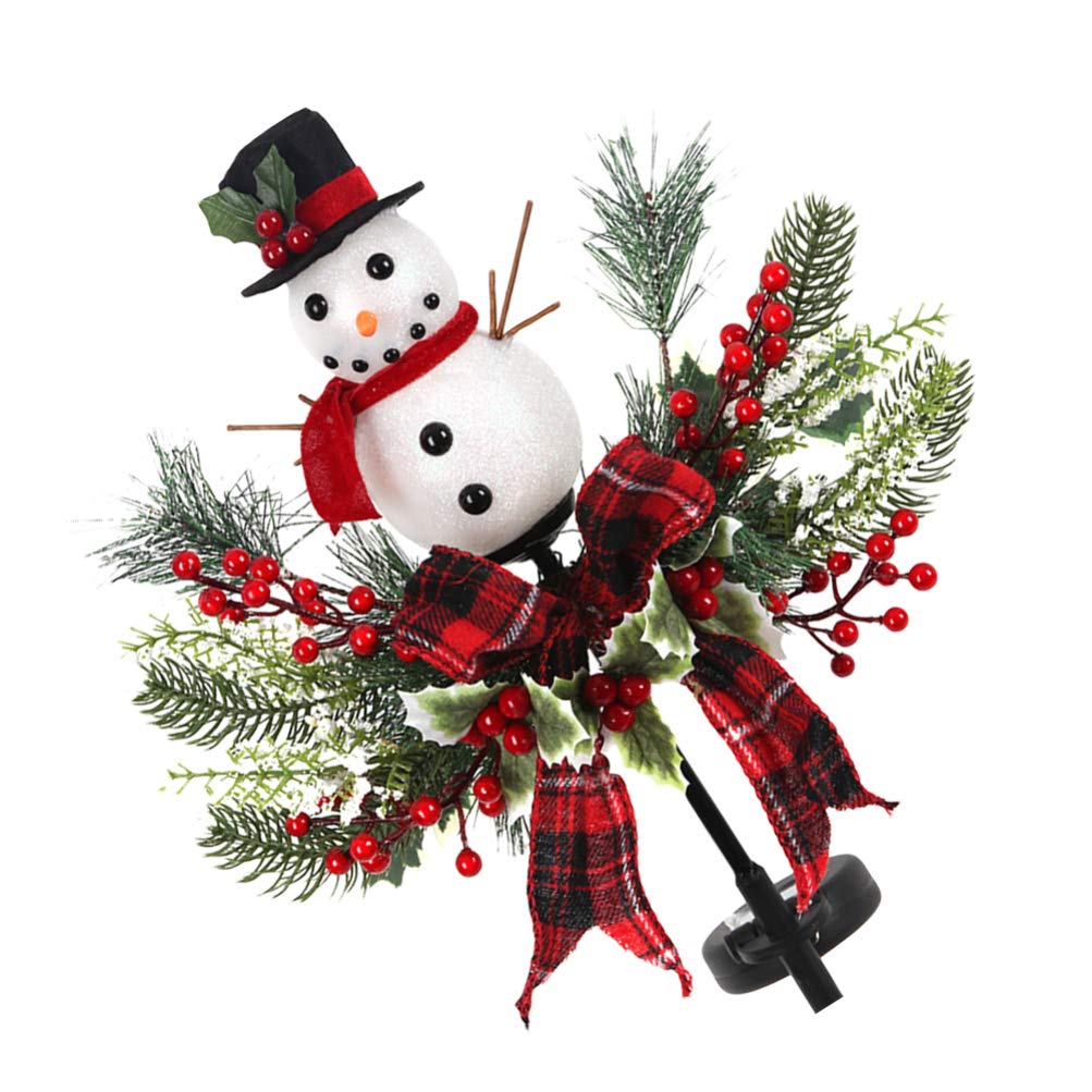 Cabilock Solar Christmas Lights Outdoor - 12 Pack Snowman LED Stake Lights with Faux Pine Cones for Garden, Lawn, Pathway - Waterproof Holiday Decorations for Winter, Xmas Party, Yard & Patio Lighting